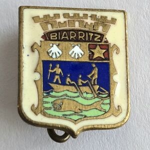 Vintage Biarritz pin enamel brooch France French travel souvenir jewelry